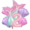 Decoración de Cumpleaños de Sirena Globos Metálicos de Sirena Globos de Cola de Sirena Adecuado para Fiesta de Cumpleaños de 1 a 9 Años