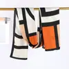 Bufanda de Seda Estampada a Rayas Contrastantes Estilo Coreano Lujo Ligero Versátil de Gama Alta para Mujer Shawl para Cuello de Viaje al Aire Libre en Stock