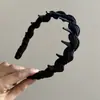 Simples Azul Onda Torcida Aro de Cabelo Feminino para Lavar o Rosto com Dentes Antiderrapantes Presilha de Pressão Topo Craniano Aro de Cabelo Dupla Utilização Cabelo Quebrado