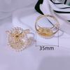 Nova Fivela Fixa para Cinto de Casaco, Elegante e Sofisticada Fivela de Lenço com Flor, Fivela Feminina com Cantos Enrolados Cravejados de Diamantes, Dupla Finalidade