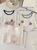 Coelho de Pão 2026 Primavera/Verão Novo Lyocell Classe A Conjunto de Roupa de Casa Infantil Desenho Animado Gola Redonda Traje de Ar Condicionado para Meninas