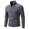Comércio Exterior Transfronteiriço Novo Cardigã de Tricô com Gola Alta Masculino Estilo Coreano Jovem Cor Sólida Casual Simples Peças de Tricô para Homens