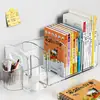 Estante de Almacenamiento de Libros de Escritorio Atril para Escritorio de Estudiante Estante para Libros Ilustrados Infantiles Estante de Almacenamiento Transparente de Acrílico