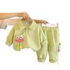 Conjunto de Dos Piezas de Otoño con Solapa de Dibujos Animados para Bebé Niña Estilo Occidental 2 Ropa para Niños Bebé Niña de 1 Año Traje de Primavera y Otoño
