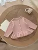Ropa para Niñas Ropa Infantil Cardigan Tejido de Punto con Lunares y Encaje Estilo Cola de Pez Algodón Puro Estilo Chanel Ropa de Abrigo Otoño e Invierno Ropa para Bebé Niña