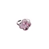 Anillo Abierto de Flor de Cuatro Pétalos de Circonita Dulce Europeo y Americano, Anillo de Dedo Índice de Moda Fresca y Diaria, Joyería de Mano de Nicho
