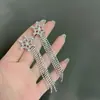 Brincos de Franja com Pérola, Floco de Neve Super Brilhante, Cravejados com Strass, Estilo Europeu e Americano, Resistentes, Luxo Leve, High-End, Elegantes, Estilo Socialite, Joias Populares para Orelha