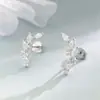 Nuevos Pendientes de Plata con Forma de Rama Plata de Ley S925 Circonita Incrustada Clavos de Oreja de Hoja Estilo Fresco y Dulce Suministro Directo de Fábrica