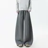 Pantalones deportivos tipo jogger grises de peso pesado deconstruidos para hombre, nuevos de otoño/invierno, ajuste holgado, retro, modernos, de pierna ancha, casuales, largos.