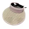 Sombrero de Paja Estilo Nuevo con Protección UV, Patrón de Espiga, Sombrero de Protección Solar, Sombrero de Sol para Exteriores para Mujer con Parte Superior Abierta, Sombrero de Sol Personalizado con Letra