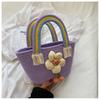 Bolsa de Palha para Mulheres, Estilo Novo Fofo, Estilo Coreano, Tendência, Fresca, Bolsa de Mão Arco-Íris, Popular, Versátil e Elegante