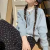 Cárdigan abrigo de punto de lana azul hermoso super atractivo transfronterizo para mujer, ropa interior de otoño e invierno, top de punto estilo coreano nuevo