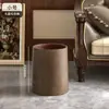 Lixeira Retrô Estilo Chinês com Tampa Basculante e Textura de Madeira para Uso Doméstico no Quarto, Nova de Grande Capacidade para Sala de Estar, Cozinha, Banheiro, Hotel