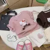 Camiseta de Manga Corta de Algodón Puro Estilo Padre-Hijo Dibujos Animados Lindos 3D para Niñas de Verano