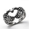 Anillo Retro Gesto de Amor Combinación de Mano de Calavera Europea y Americana Anillo Agresivo Concéntrico Anillo para Dedo Personalizado con Apertura de Comida