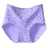 Ropa Interior de Algodón Puro para Mujer, de Cintura Alta, Estampado Floral, Cómodas y Transpirables Bragas Triángulo para Mujeres de Mediana Edad, Comercio Transfronterizo