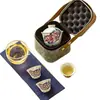 Juego de Té Kung Fu de Viaje Juego Completo Portátil para Exteriores Cerámica Un Bol Tres Tazas Bolsa Portátil para Cosméticos Logo Impreso
