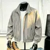 Chaqueta de cuero de corte holgado con cuello alto, marca de tendencia estilo americano, modelo nuevo, chaqueta biker de cuero PU deconstruida genial y elegante para hombre, versátil