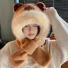 Gorro con Capucha de Capibara Lindo A Prueba de Frío Terciopelo Espeso Bufanda Todo en Uno Resistente al Viento Gorro Cálido Gorro Suéter de Panda