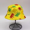 Chapéu de Pescador Estampado Folha de Bordo de Algodão Feminino Chapéu Balde Masculino Dupla Face Primavera Verão Outono Chapéu de Sol para Viagem ao Ar Livre