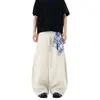 Lenço Quadrado Destacável Estilo Hip-Hop Americano Moderno Design de Nicho Casual Versátil Afunilado Jeans para Homens