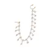 Pendientes de Joyería para Piercing de Estilo Étnico Transfronterizo Europeo y Americano para Mujer Cadena Clavos de Nariz Anillo de Nariz con Borla de Pedrería sin Perforación para Escenario