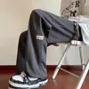 Pantalones de pierna ancha con colgante para hombre, primavera y otoño, finos, casuales, estilo callejero americano, moda Ins para adolescentes, marca de moda, pantalones deportivos