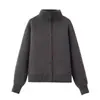 Atacado de fabricante de roupas femininas transfronteiriço 2026 novo suéter cardigã de estilo europeu e americano, de abotoamento simples, gola alta, manga morcego plana