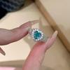 Luz de luxo Santa Maria Mar Cor Azul Veneza Costa Anel de Amor Moda All-match Heart-shaped High Carbon Diamond Anel Feminino