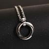 Collar de tres anillos de acero de titanio, joyería japonesa y coreana, estilo hip hop, moderno, para hombre y mujer, con colgante de pareja, cadena de suéter con incrustaciones de diamantes Sansheng III.