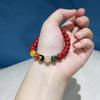 Arena de Cristal de Cinabrio Mezclada con Pulseras de Fortuna Quíntuple, Pulseras Simples, Exquisitas y Versátiles para Hombres y Mujeres