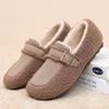 Outono e Inverno Novo Estilo Sapatos Peludos para Mulheres, Mocassins de Veludo Quentes de Sola Reta, Sapatos de Algodão Casuais Slip-On para Mulheres
