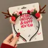 Diadema de Cabeza de Reno Navideña Linda Diadema de Disfraz Decoración de Astas para Niños Pinza para el Cabello Regalo Adorno para el Cabello de Niña Pequeña