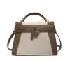 Bolso Pequeño Cuadrado de Diseño de Nicho Transfronterizo para Mujer Nuevo Bolso de Mano de Lona Empalmada Retro de Alta Gama Cruzado Multiusos de Moda