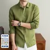 Camisa de Lino Puro Importada de Manga Larga, Estilo Old Money, Lujo Ligero, Material 100% Lino, Tacto de Alta Gama, Cuello de Solapa, Capa Interior