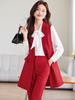 Chaqueta Chaleco de Traje de Longitud Media para Mujer 2024 Nuevo de Gama Alta Elegante Ropa de Trabajo para Mujer Chaleco Traje Profesional Mujeres