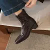 Botines Cuadrados de Cuero Genuino Gruesos para Otoño e Invierno, Comercio Exterior Transfronterizo, Botas Martin Negras Silenciosas de Suela Suave y Parte Superior Suave