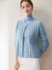 Cardigan de Punto Herbalife 25% Seda de Morera 75% Cachemir para Mujer Cuello Redondo Tejido de Trenza Holgado Prendas de Abrigo para Principios de Otoño Suéter