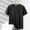 Nueva camiseta de seda de hielo de verano, casual deportiva, transpirable, de secado rápido, manga corta, tacto frío, cuello redondo, para correr al aire libre, top de talla grande