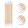 Fábrica atacado caneta de arte de unha espiral haste haste de madeira ponta flor agulha 5 PCs caneta de arte de unha ponta dupla caneta de perfuração caneta de pressão de linha