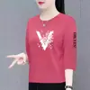 Superávit de comercio exterior transfronterizo ropa de marca para madres, ropa para mujeres de talla grande para mediana edad y ancianos, camiseta holgada de manga tres cuartos para mujer