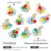 Yuhui Accesorios para Joyería DIY Transfronterizos Colgante de Acero Inoxidable con Flor de Goteo de Aceite Incrustaciones de Pedrería Corazón Chapado en Oro Real Accesorios DIY