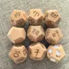 Dados de Jogo de Madeira de Faia com Números, Signos do Zodíaco e Constelações, Dados de Namoro de 12 Lados, Aventura Divertida de Dia dos Namorados, Verdade ou Desafio, Comida