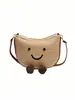 Bolsa de Palha Tecida com Rosto Sorridente para Mulheres 2026 Nova Tendência de Alto Valor Bolsa de Palha em Formato de Batata Versátil Bolsa Transversal para Estudantes