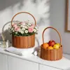 Cesta de Flores de Plástico com Aparência de Rattan Floricultura Festival de 8 de Março Cestas de Flores Explosivas Portátil Reta Redonda Cesta de Flores para Jardinagem Flor Suculenta