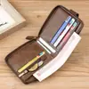 Cartera Corta para Niños 2024 Cuero de Cera de Aceite Vintage Billetera para Monedas con Cremallera Portatarjetas Todo en Uno Dos en Uno Cartera para Hombres