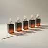 Nova Garrafa Marrom para Óleo Essencial, Frasco Conta-gotas para Essência, Frasco Dispensador Cosmético, Frasco Conta-gotas Quadrado para Óleo Essencial com Fundo Espesso, Em Estoque