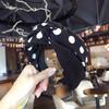 Tiara Simples de Tecido Estilo Coreano com Bolinhas e Cor Contrastante para Mulheres com Nó no Meio Retrô Orifício de Cabelo Laço Cruzado Tiara de Aba Larga