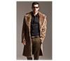 Venta al por mayor de punto transfronterizo Abrigo largo de piel sintética para hombre, Gabardina de pelo largo, Abrigo largo con cuello de solapa de zorro sintético