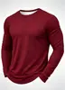 Nova camiseta masculina estampada de manga longa, cor sólida, estilo básico, adequada para uso casual diário e viagens, uma peça essencial simples e versátil para o guarda-roupa
